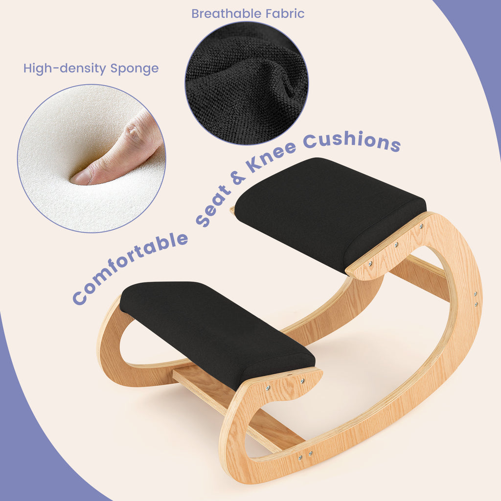 Wooden Rocking Chair with Padded Seat Cushion - 34" x 21.5" x 22"
