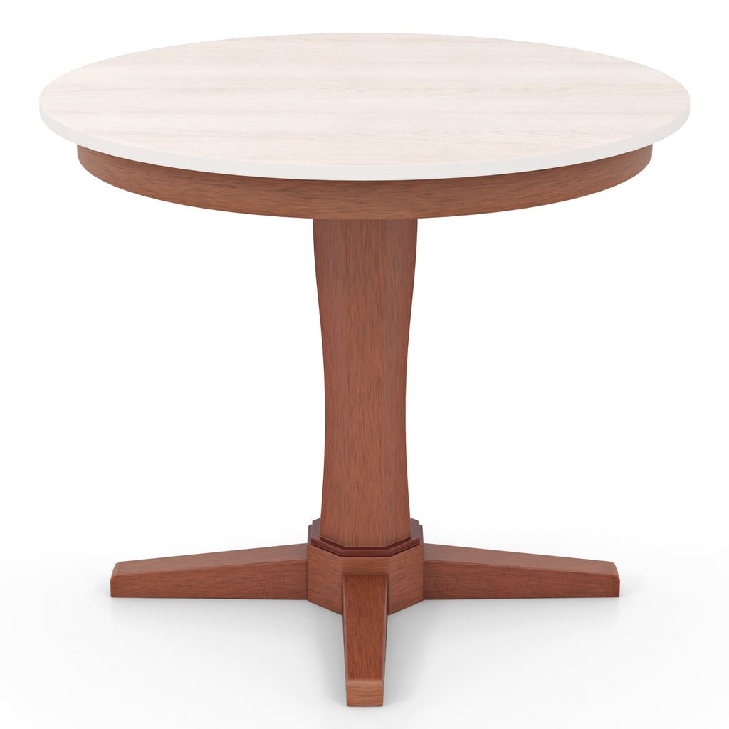 35 Inch Wooden Round Dining Table with Pedestal Base - White