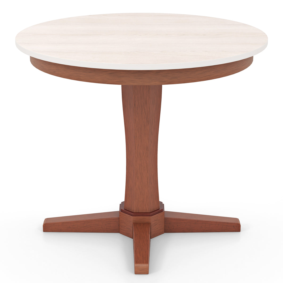 35 Inch Wooden Round Dining Table with Pedestal Base - White