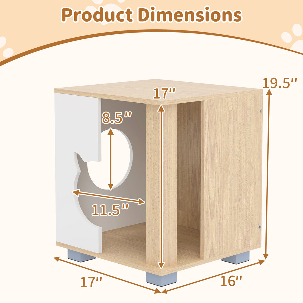 Wooden Semi-Enclosed Cat Condo with Kitty Head Entry & Metal Legs - Natural Variation