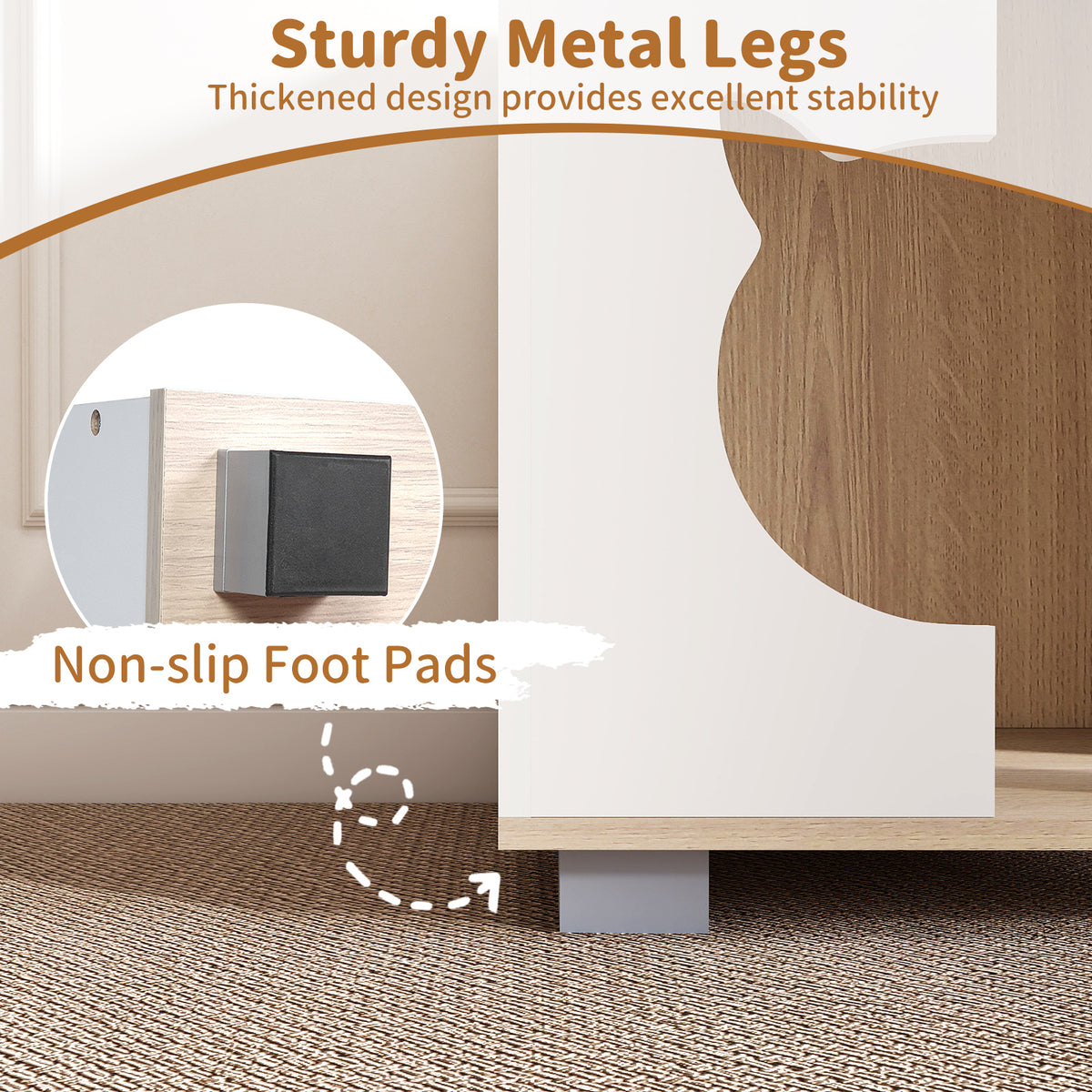 Wooden Semi-Enclosed Cat Condo with Kitty Head Entry & Metal Legs - Natural Variation