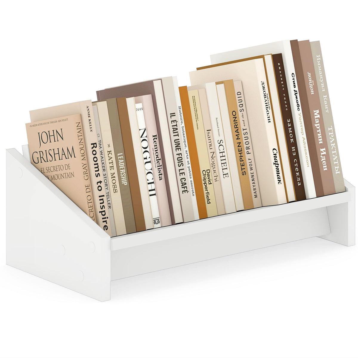 3-Tier Desktop Bookshelf with Guardrails - White