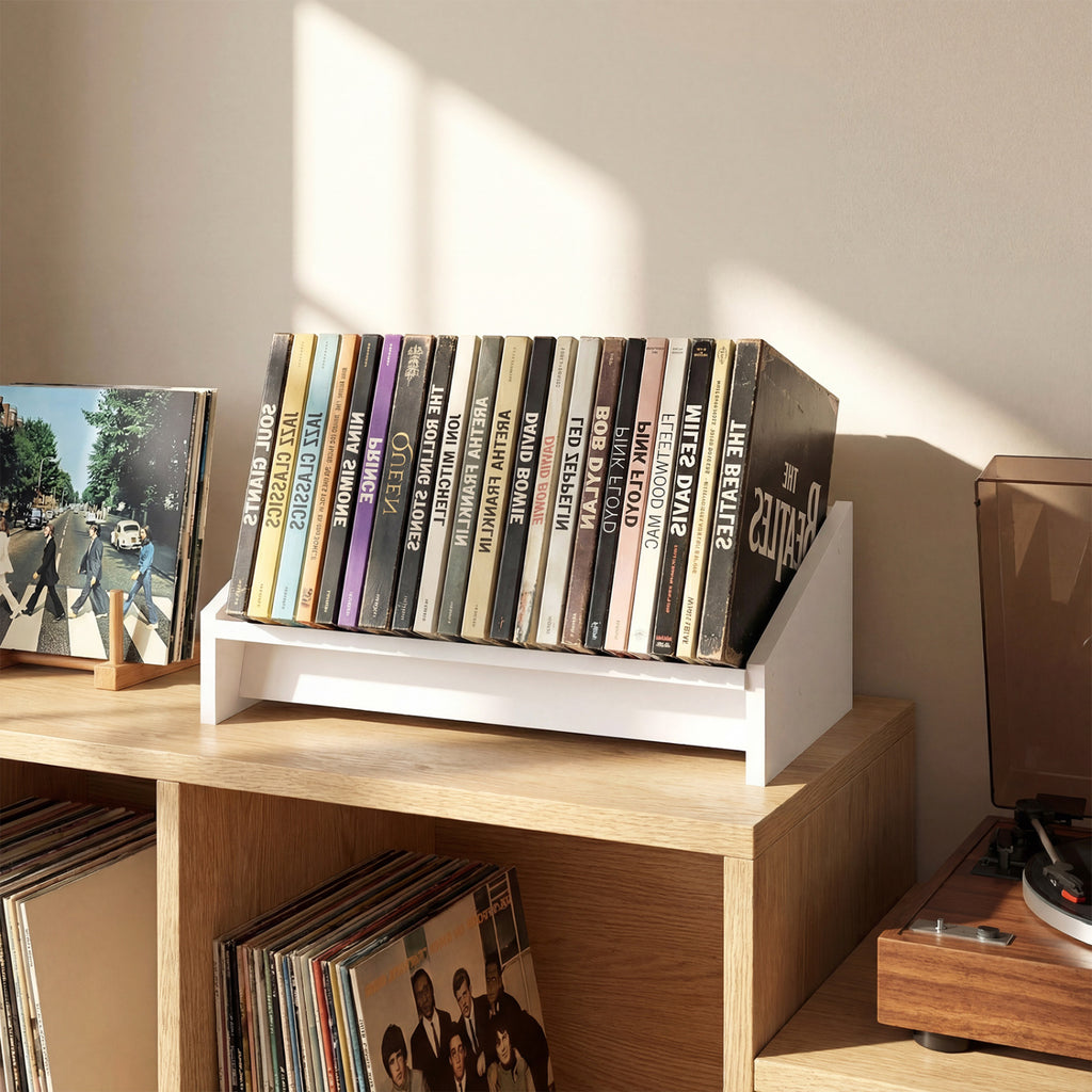 Wooden Tilting Bookcase Small Desktop Bookshelf Organizer for