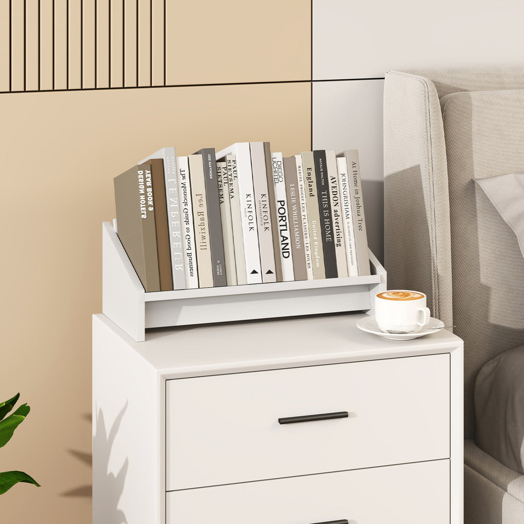 Wooden Tilting Bookcase Small Desktop Bookshelf Organizer for