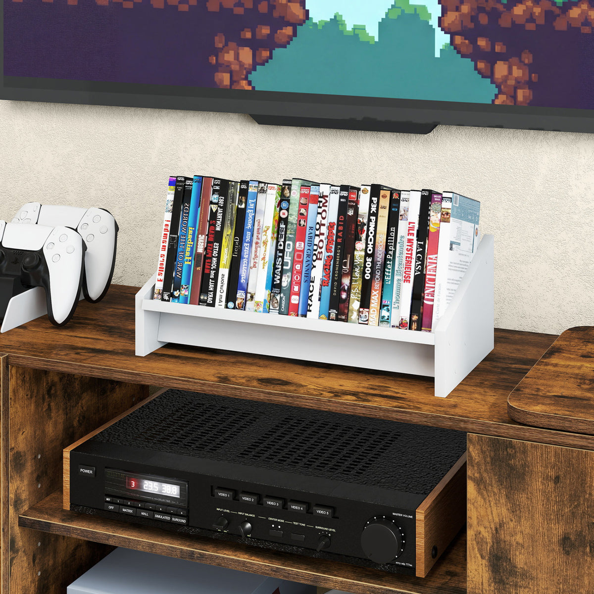 Wooden Tilting Bookcase Small Desktop Bookshelf Organizer for