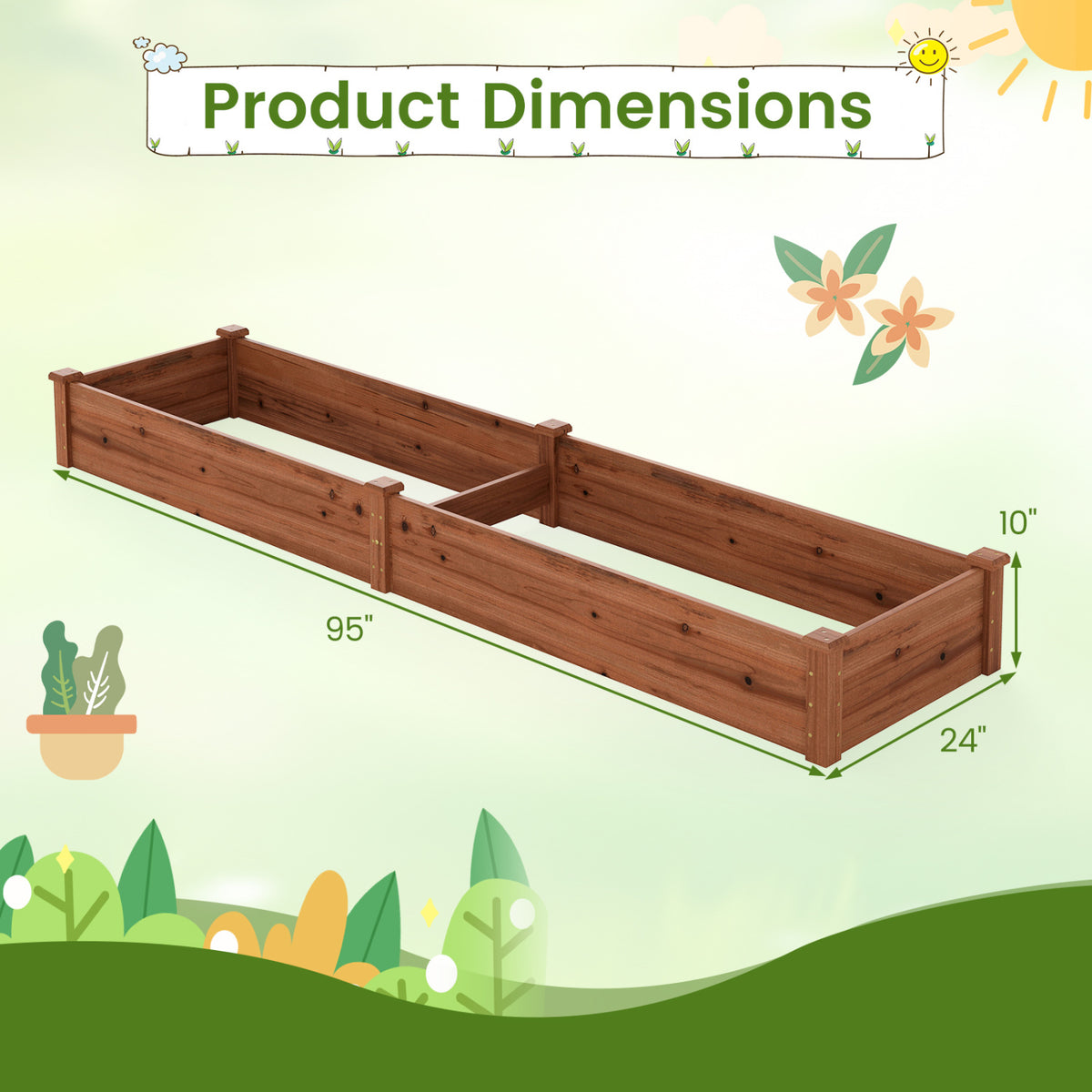 Wooden Vegetable Raised Garden Bed for Backyard Balcony Patio