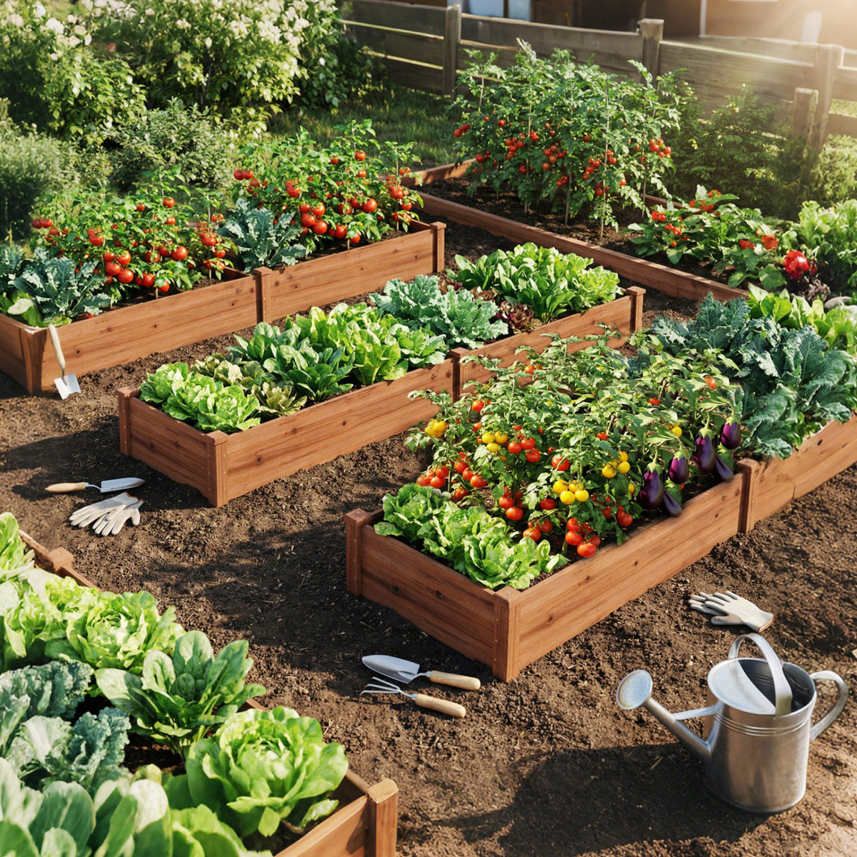 Wooden Vegetable Raised Garden Bed for Backyard Balcony Patio