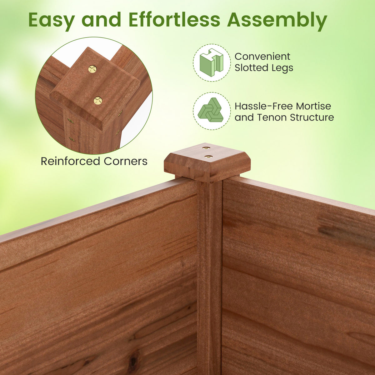 Wooden Vegetable Raised Garden Bed for Backyard Balcony Patio