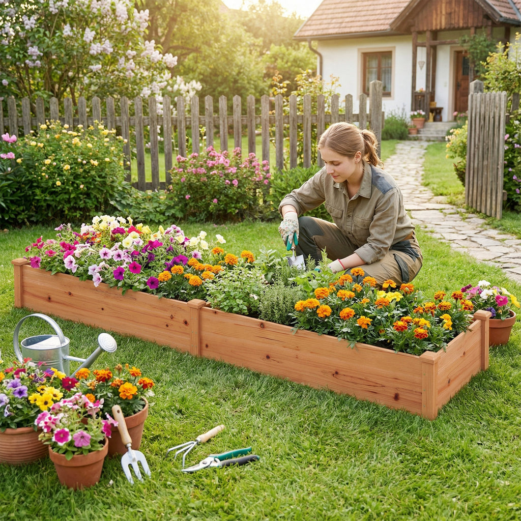 Wooden Vegetable Raised Garden Bed for Backyard Balcony Patio