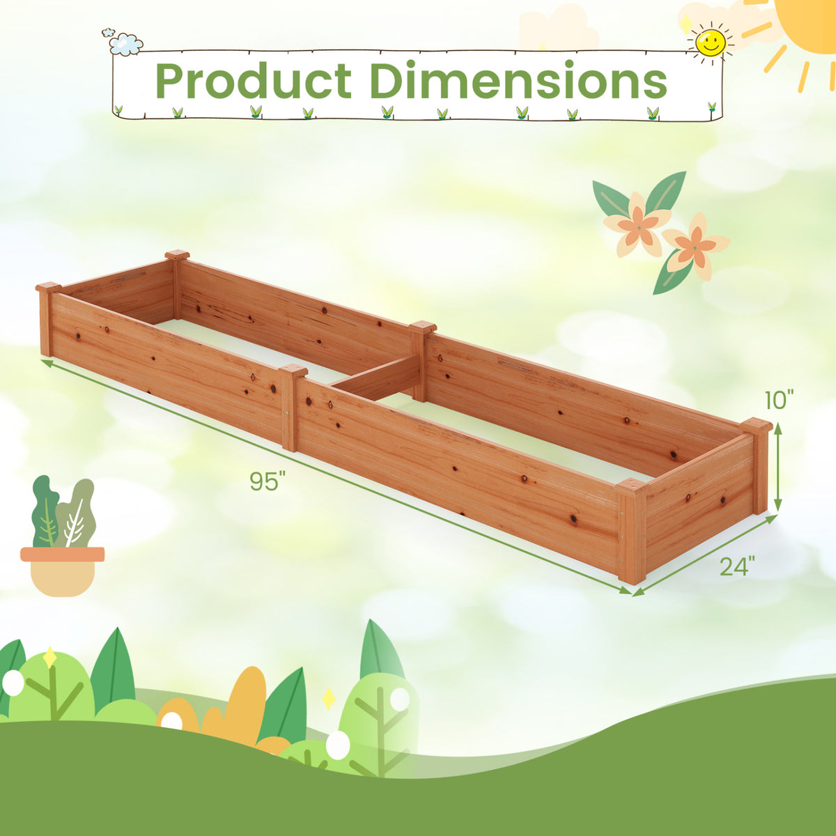 Wooden Vegetable Raised Garden Bed for Backyard Balcony Patio