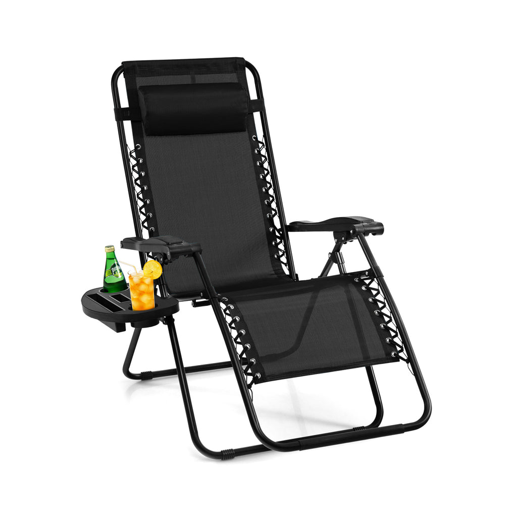 Outdoor Folding Zero Gravity Reclining Lounge Chair - Black