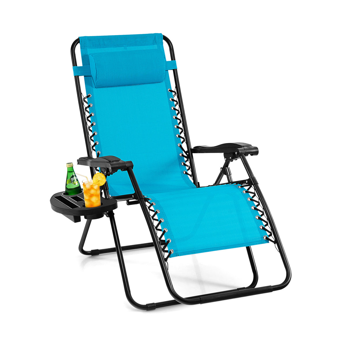 Outdoor Folding Zero Gravity Reclining Lounge Chair - Light Blue