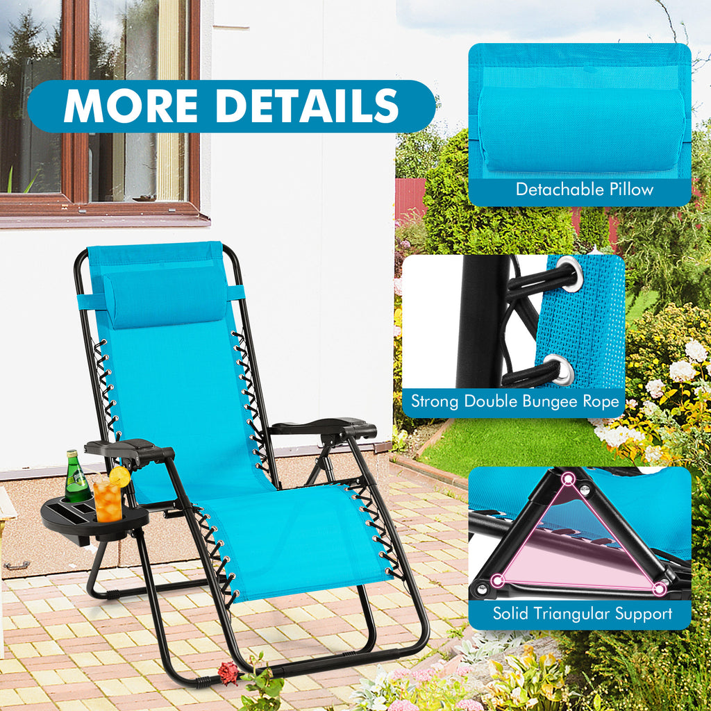 Outdoor Folding Zero Gravity Reclining Lounge Chair - Light Blue