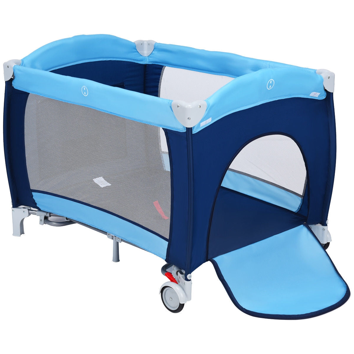3-in-1 Foldable Baby Playpen with Mosquito Net & Carry Bag - Blue Variation