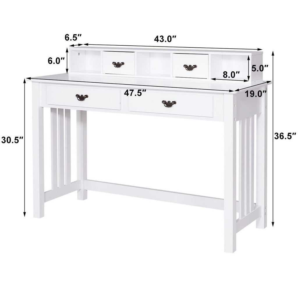 4-Drawer Computer Desk with Floating Organizer