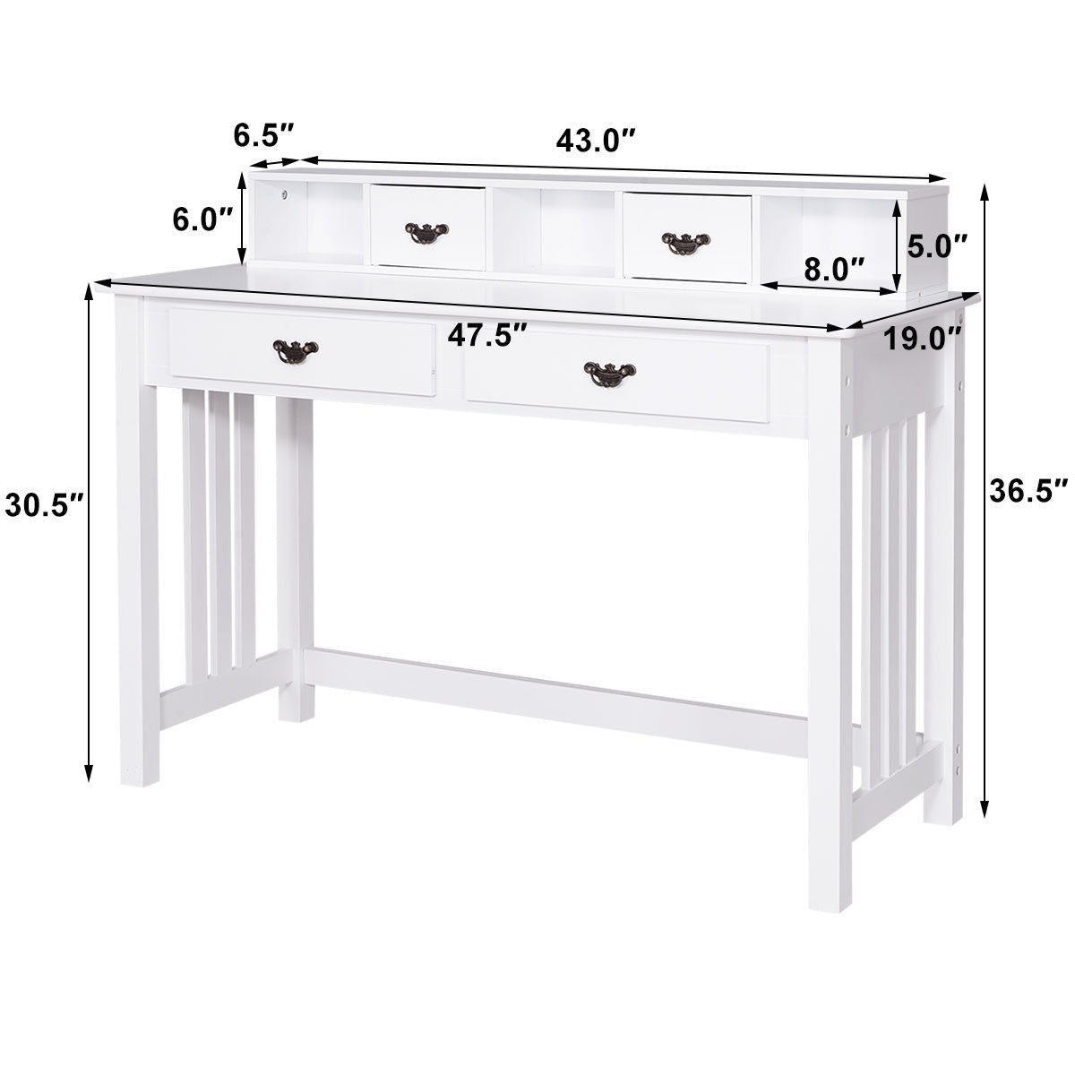 4-Drawer Computer Desk with Floating Organizer