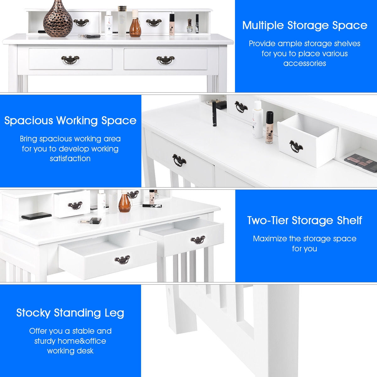 4-Drawer Computer Desk with Floating Organizer