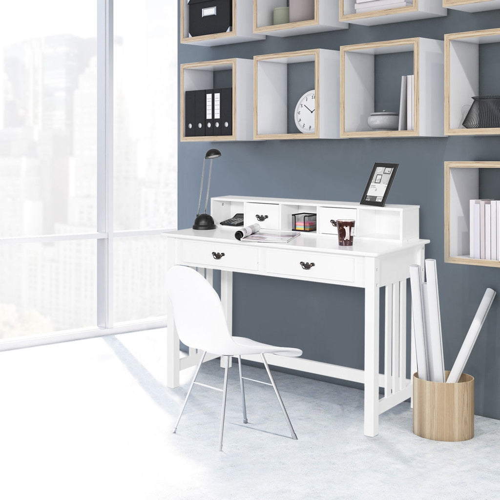 4-Drawer Computer Desk with Floating Organizer