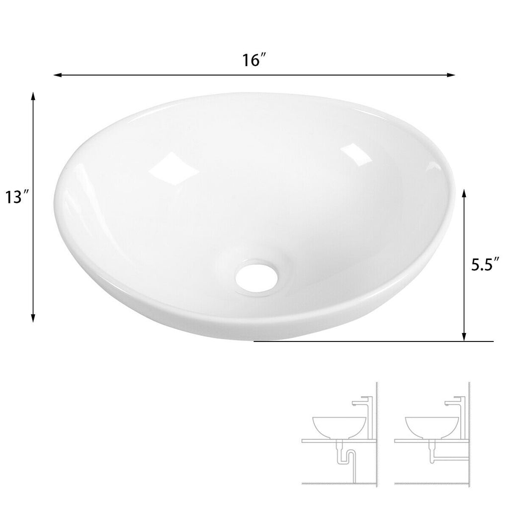 Oval Ceramic Vessel Sink – Bathroom Basin