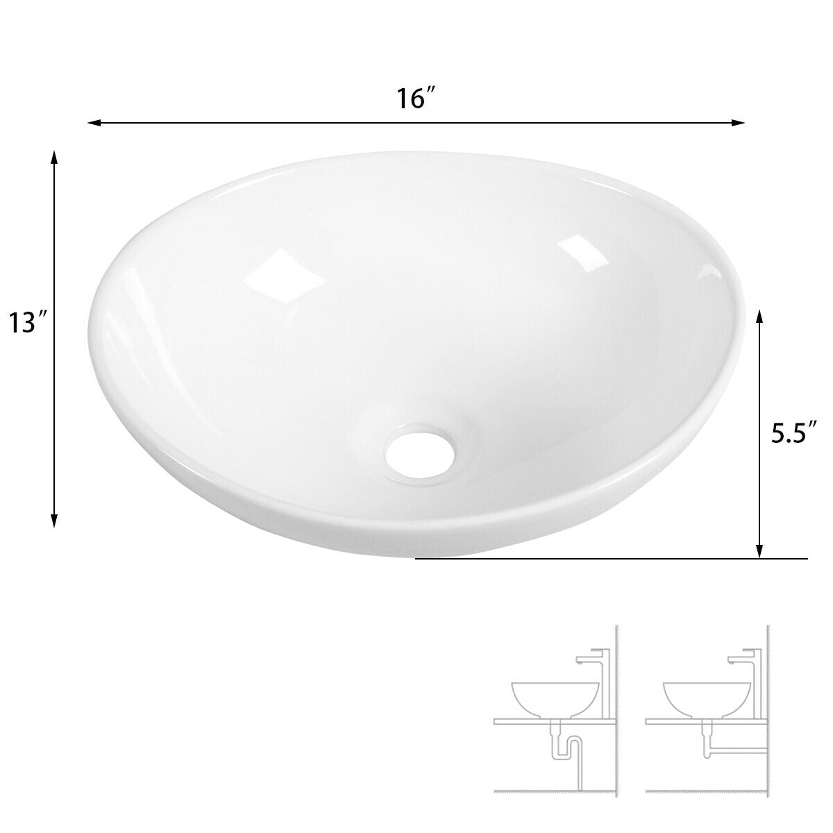 Oval Ceramic Vessel Sink – Bathroom Basin