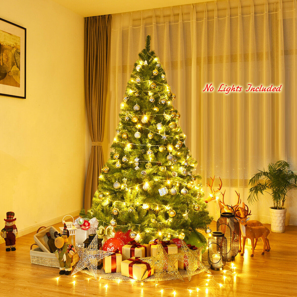6 Ft Artificial Christmas Tree with Hinged PVC & Metal Stand - Costway
