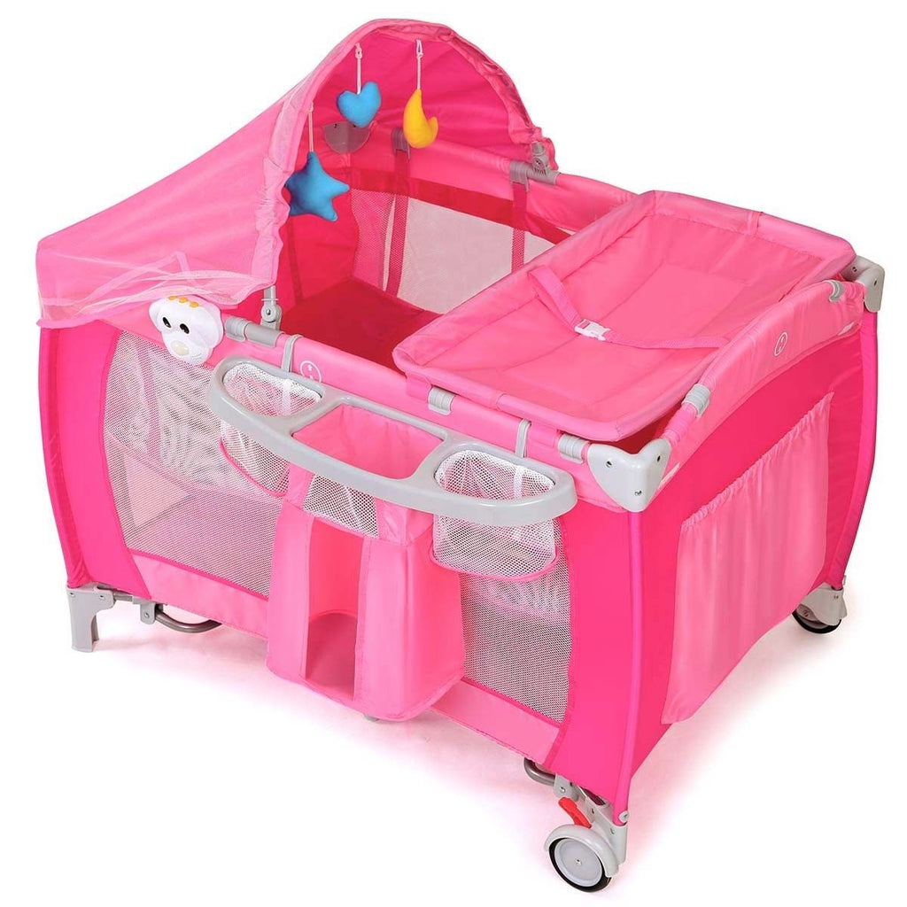 3-in-1 Foldable Baby Playpen with Mosquito Net & Carry Bag - Blue Variation