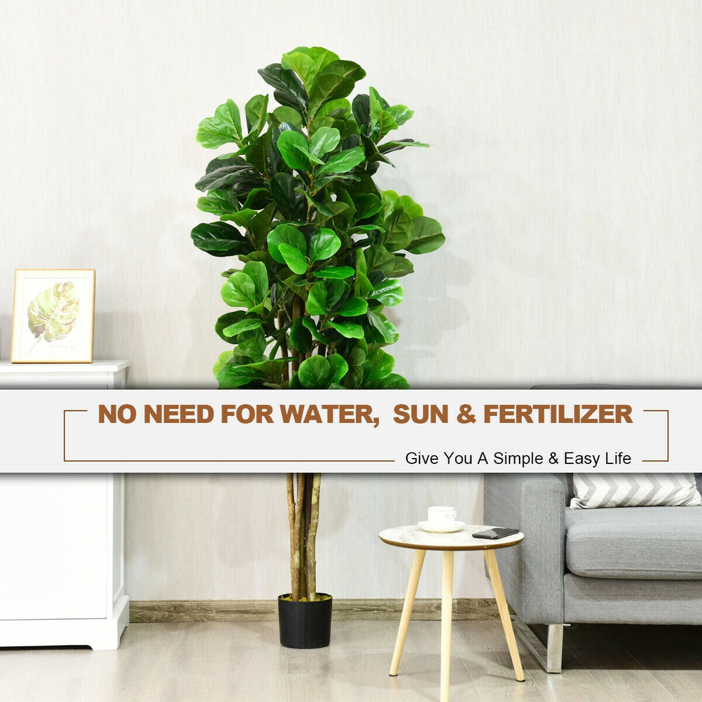 Artificial Indoor-Outdoor Fiddle Leaf Fig Tree - 71 Inch with Realistic Trunks and Leaves