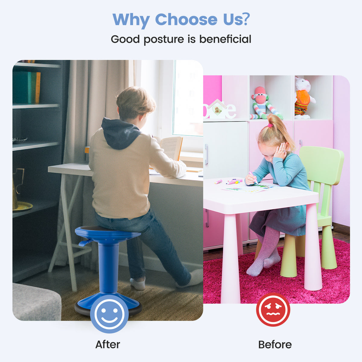Adjustable Wobble Stool for Kids – Navy Active Learning Chair