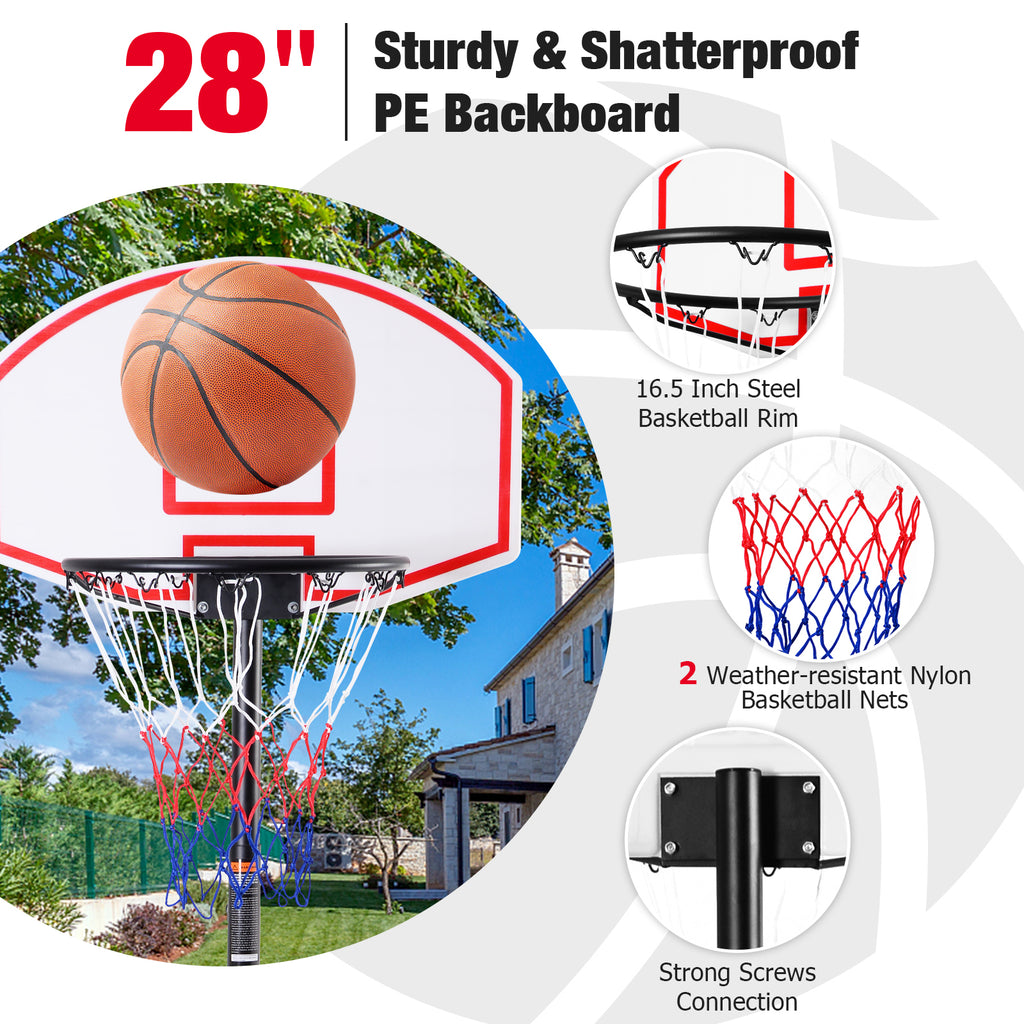 Adjustable Indoor/Outdoor Basketball Hoop System with Wheels
