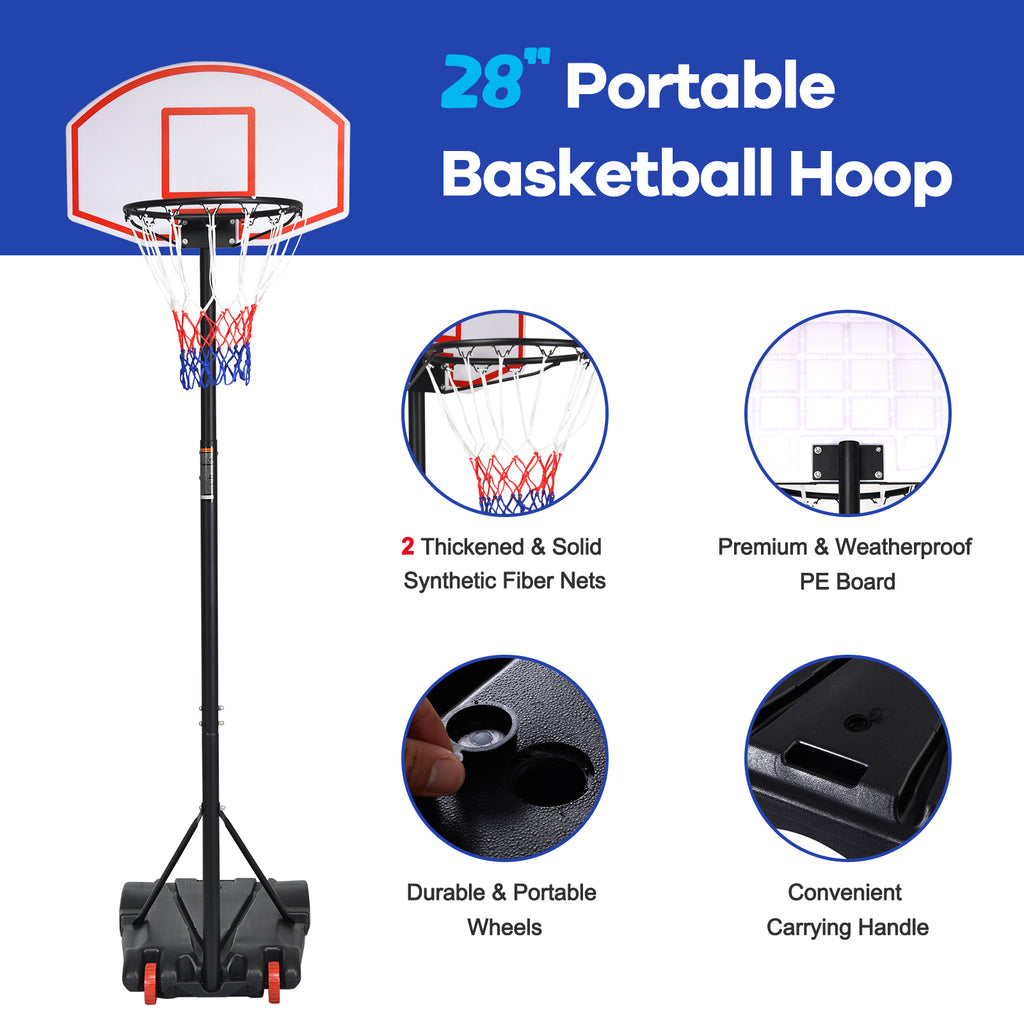 Adjustable Indoor/Outdoor Basketball Hoop System with Wheels