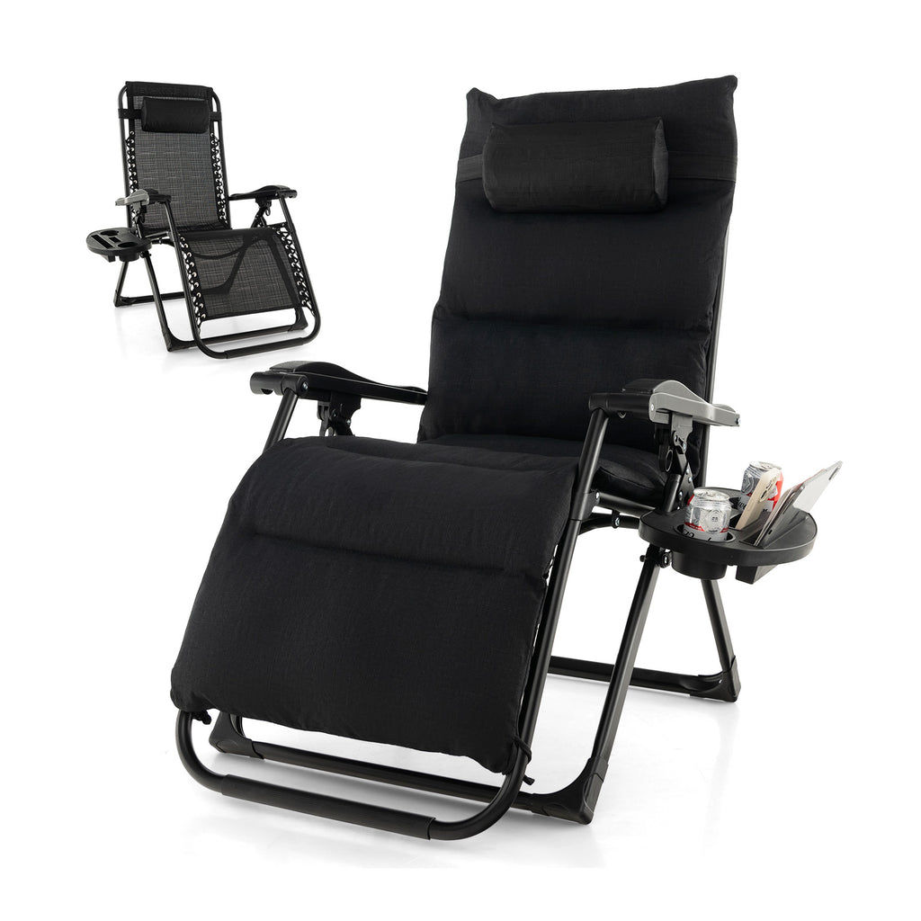 Adjustable Metal Zero Gravity Lounge Chair with Removable Cushion and