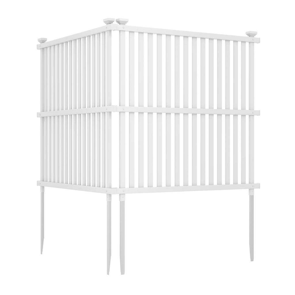 2-Panel Air Conditioner Fence Panel 45x45 Inch Black with Metal Ground Stakes - Outdoor Support
