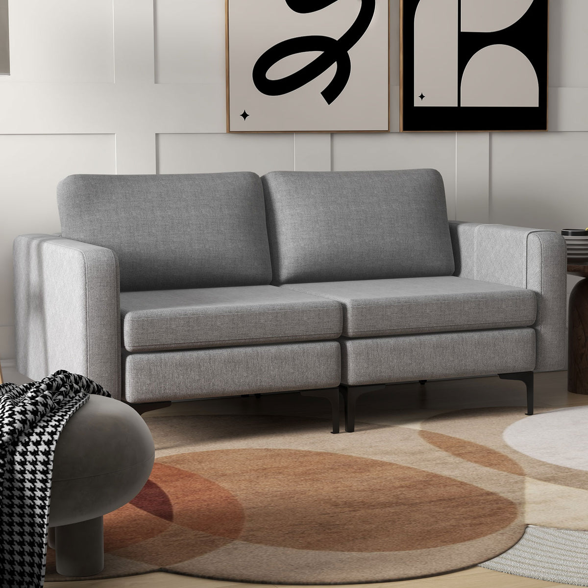 Loveseat Sofa with Storage Pocket - Gray