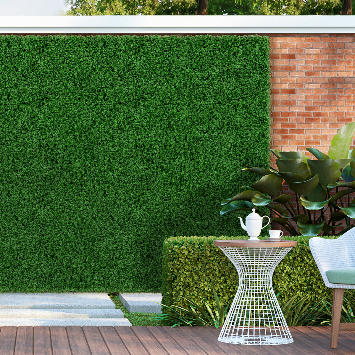 Artificial Grass Wall Panels - Light Green, 20x20 Inches, 12 Pieces for Garden & Balcony