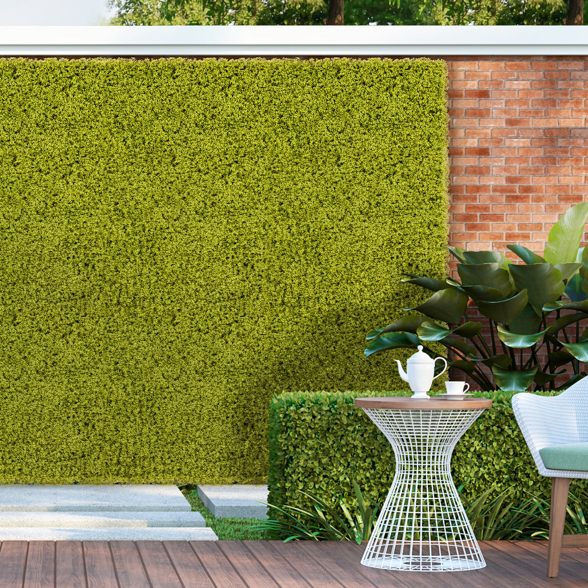 Artificial Grass Wall Panels - Light Green, 20x20 Inches, 12 Pieces for Garden & Balcony