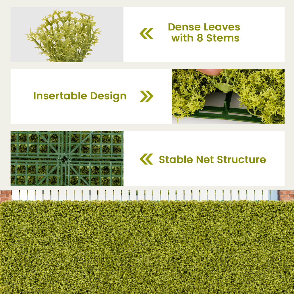 Artificial Grass Wall Panels - Light Green, 20x20 Inches, 12 Pieces for Garden & Balcony