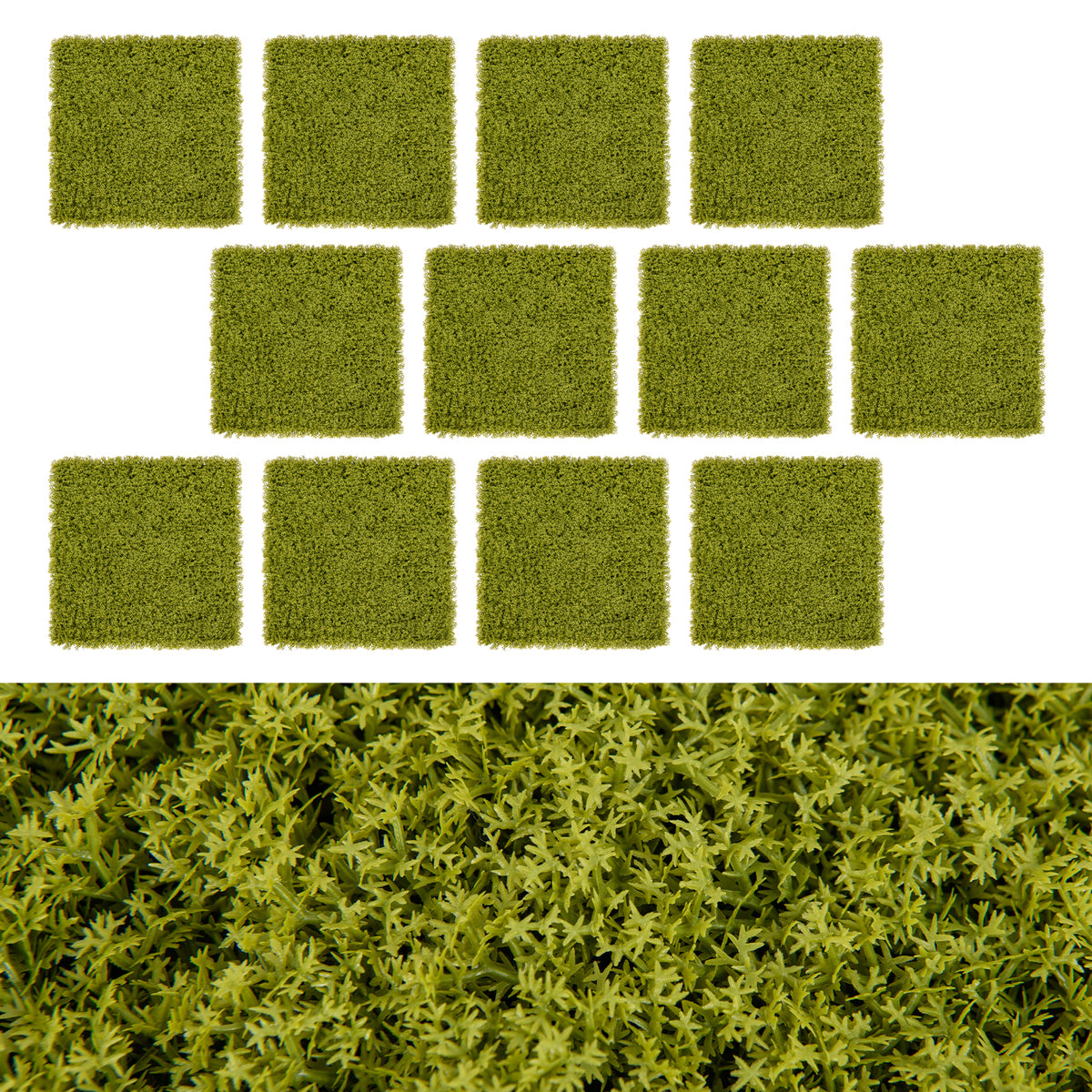 Artificial Grass Wall Panels - Light Green, 20x20 Inches, 12 Pieces for Garden & Balcony