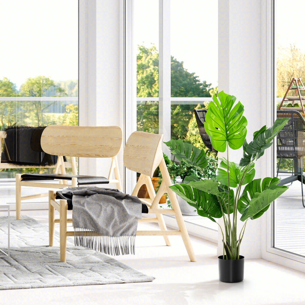 Artificial Monstera Tree with 10 Realistic Leaves for Indoor & Outdoor Decor - 4 Feet