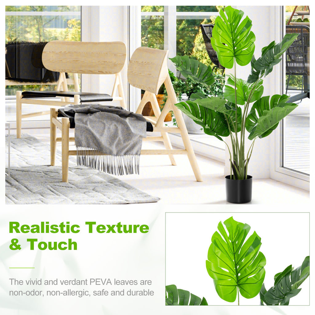 Artificial Monstera Tree with 10 Realistic Leaves for Indoor & Outdoor Decor - 4 Feet
