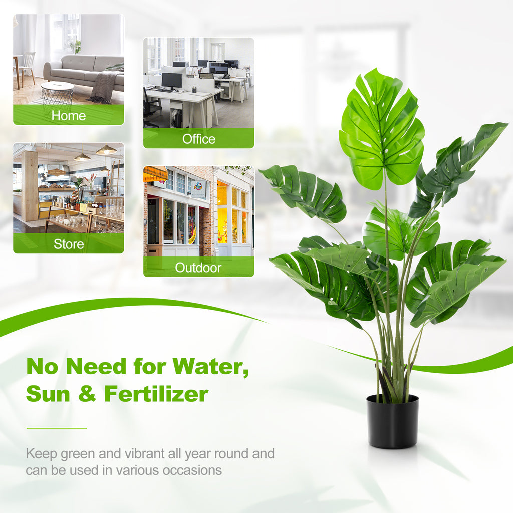 Artificial Monstera Tree with 10 Realistic Leaves - Indoor Outdoor Decor