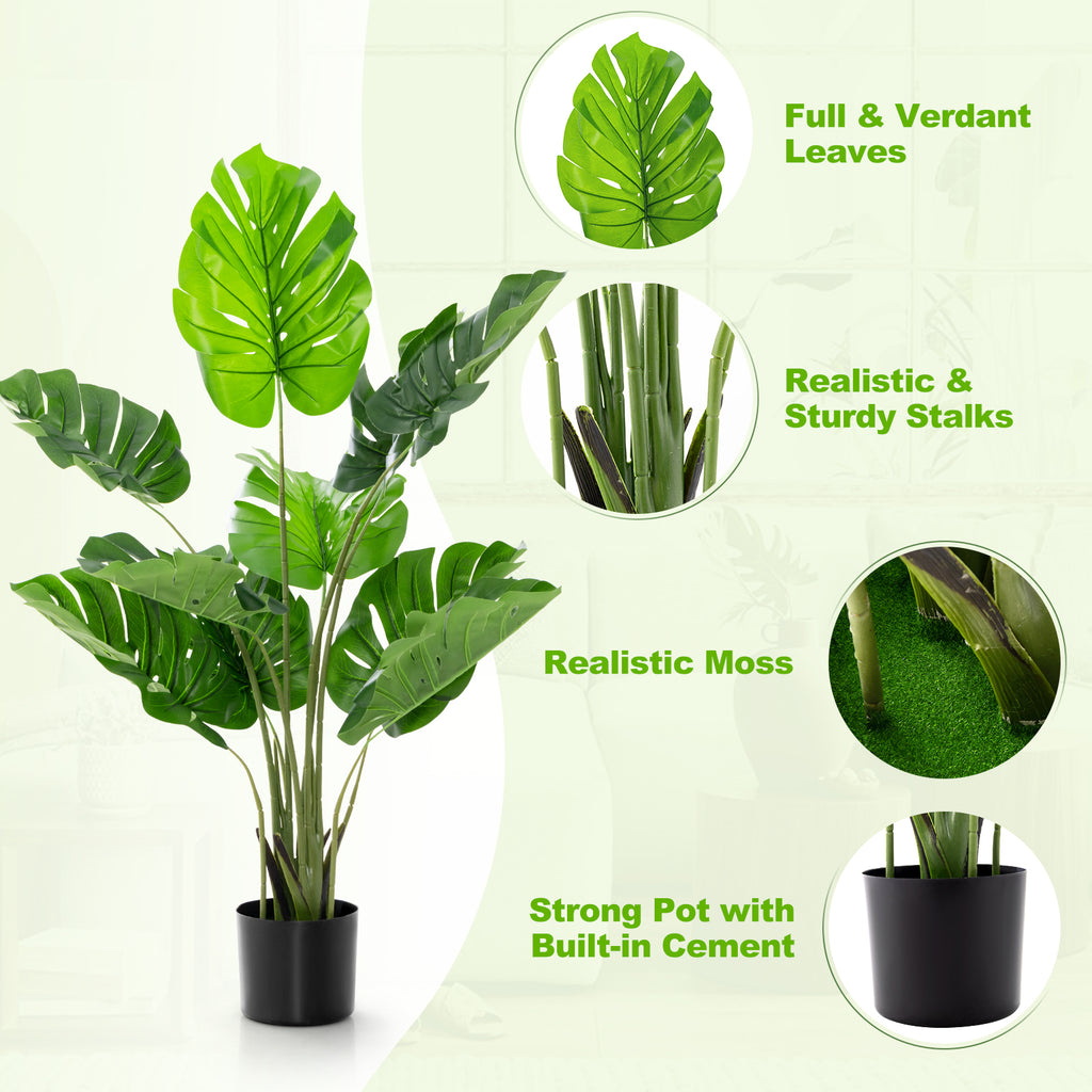 Artificial Monstera Tree with 10 Realistic Leaves - Indoor Outdoor Decor