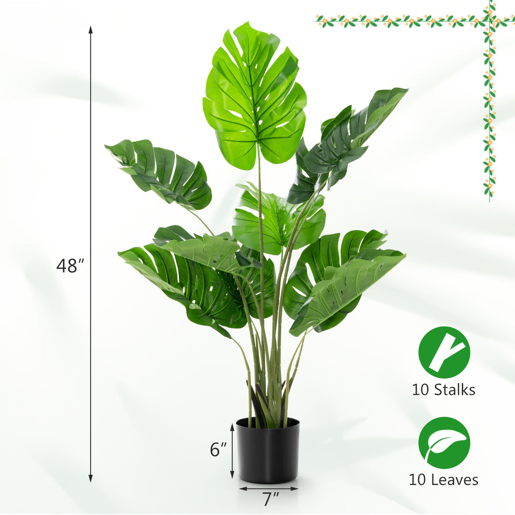 Artificial Monstera Tree with 10 Realistic Leaves - Indoor Outdoor Decor