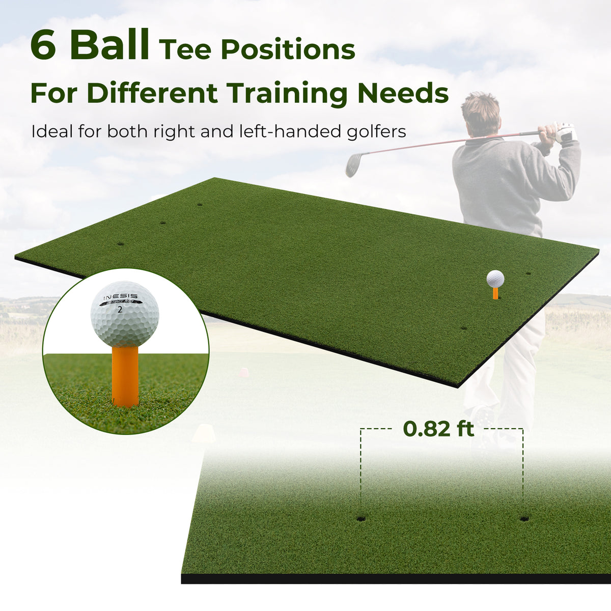 3 x 5 Feet Golf Practice Mat with Tee Holders & Alignment Sticks - Indoor Outdoor Training