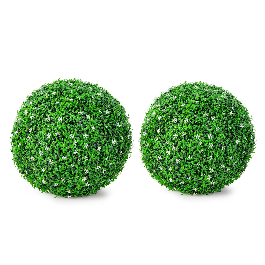 Artificial Topiary Balls with Pink Flowers - 17.5 Inch Faux Decorative Spheres, Pack of 2