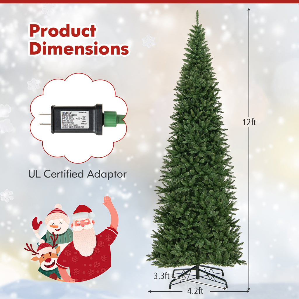 12 FT Artificial Christmas Tree with 2125 Lush Branch Tips & 800 Warm White LED Lights - Easy Assembly, Full & Festive