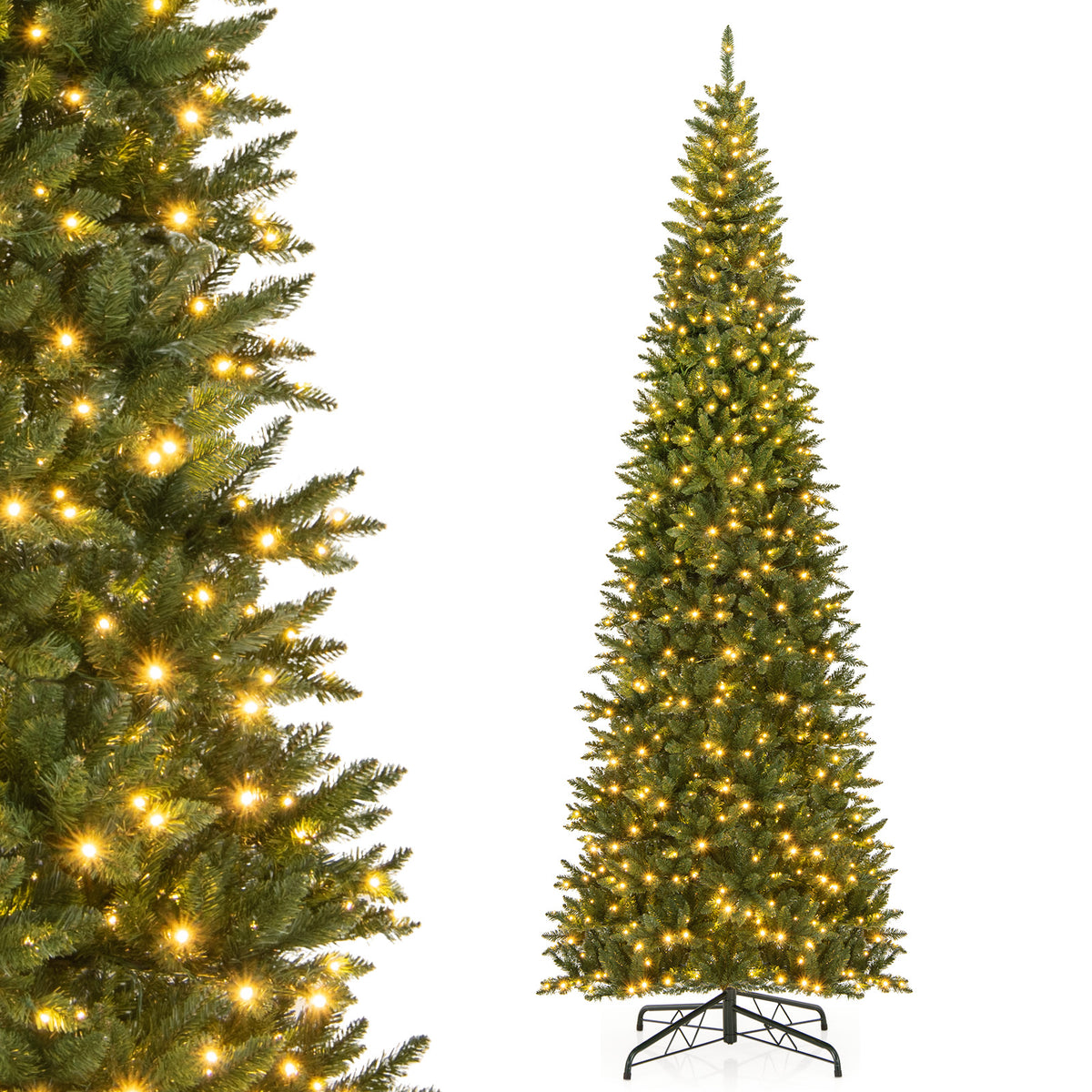 12 FT Artificial Christmas Tree with 2125 Lush Branch Tips & 800 Warm White LED Lights - Easy Assembly, Full & Festive