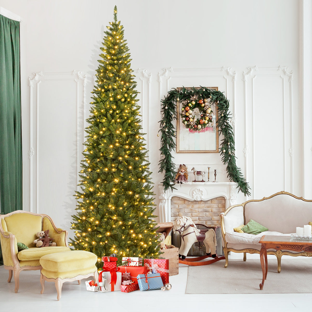 12 FT Artificial Christmas Tree with 2125 Lush Branch Tips & 800 Warm White LED Lights - Easy Assembly, Full & Festive