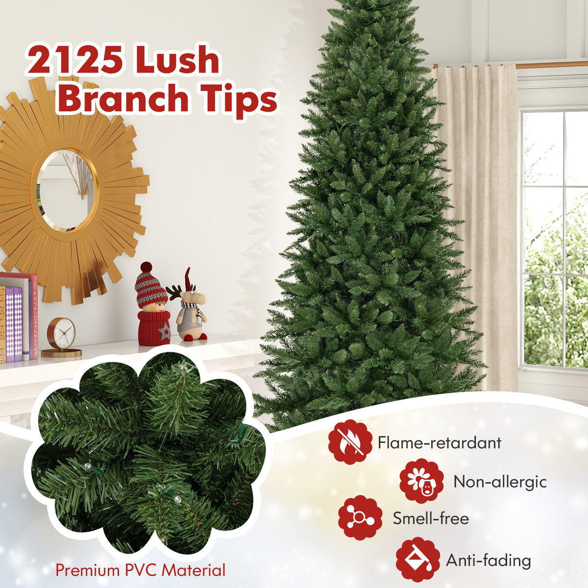 12 FT Artificial Christmas Tree with 2125 Lush Branch Tips & 800 Warm White LED Lights - Easy Assembly, Full & Festive
