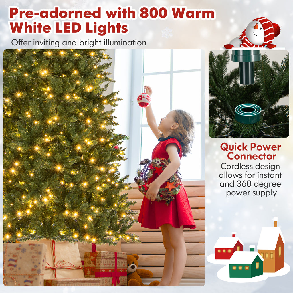 12 FT Artificial Christmas Tree with 2125 Lush Branch Tips & 800 Warm White LED Lights - Easy Assembly, Full & Festive