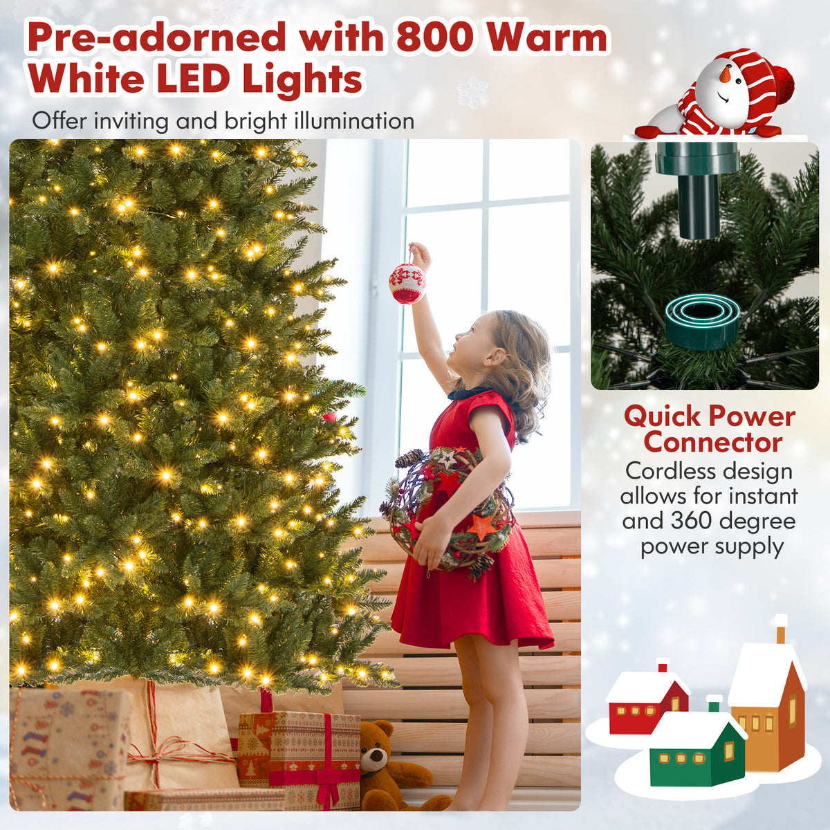 12 FT Artificial Christmas Tree with 2125 Lush Branch Tips & 800 Warm White LED Lights - Easy Assembly, Full & Festive